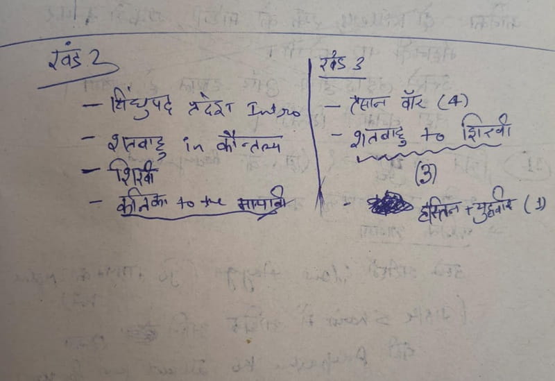 सव्यासाची शृंखला- रफ वर्क